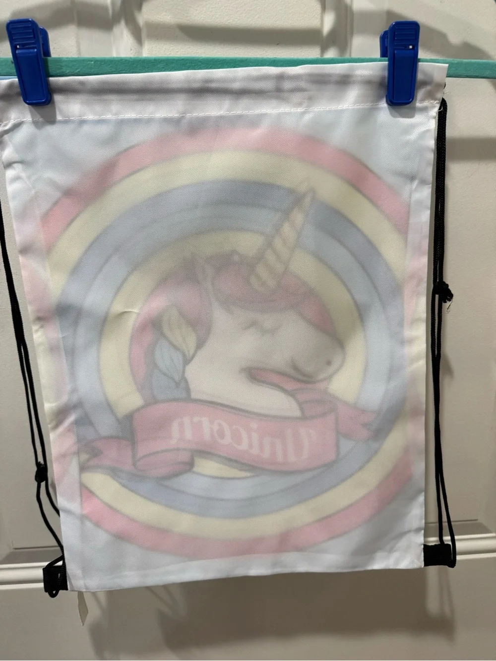 NWT Unicorn Drawstring Backpack Bag - Colorful Rainbow Design